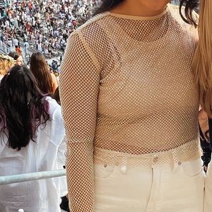 Rhinestone Mesh Top